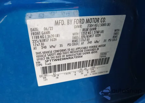 2022 Ford Maverick Xlt from USA, damaged, VIN 3FTTW8E98NRA75554